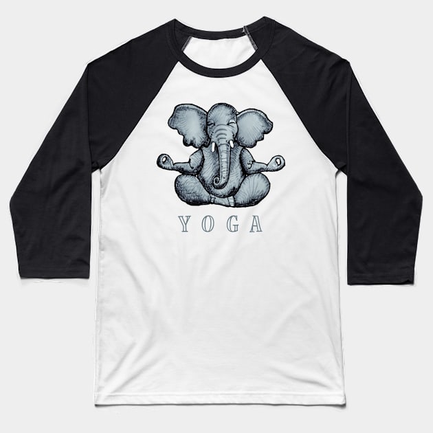 Yoga Elephant Baseball T-Shirt by TomiTee